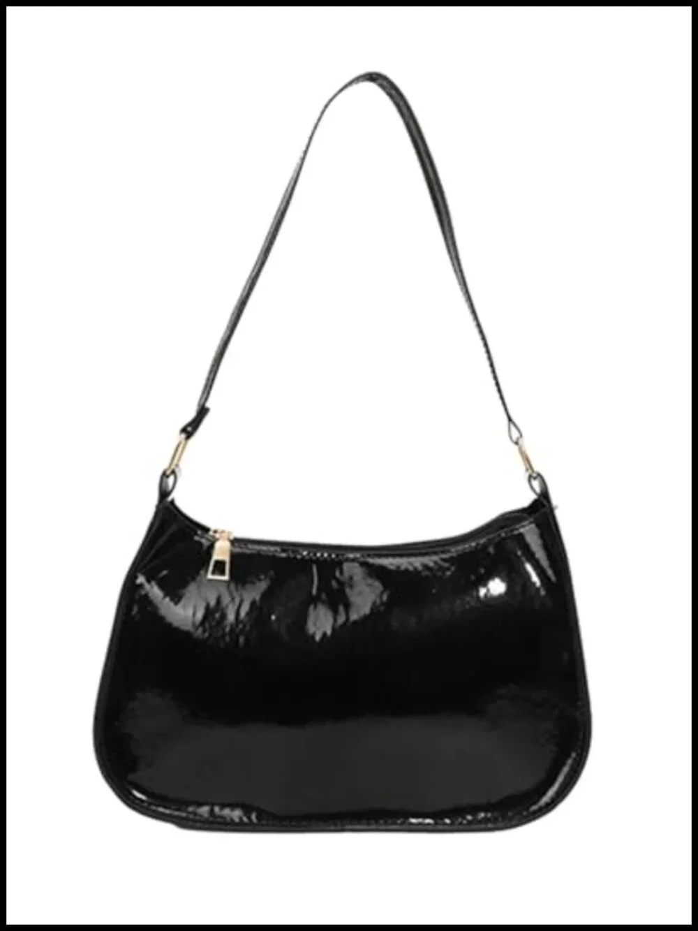 Patent Vegan Leather Evening Purse Shiny Clutch MINI Hobo Handbag Shoulder Bags